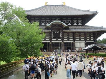 東大寺を見学している様子